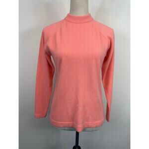 The Talbott Taralan Pink Mock Neck Sweater Vintage 60s 70s Slim Zip Back Sz S